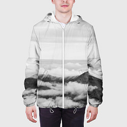 Куртка с капюшоном мужская Горы и туман, цвет: 3D-белый — фото 2