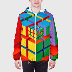 Куртка с капюшоном мужская Цветные кубики КУБОКУБ, цвет: 3D-белый — фото 2