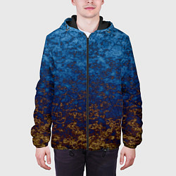 Куртка с капюшоном мужская Marble texture blue brown color, цвет: 3D-черный — фото 2