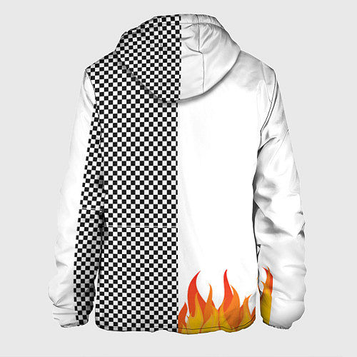 Мужская куртка Шахматаня клетка с огнём / 3D-Черный – фото 2
