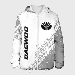 Куртка с капюшоном мужская Daewoo Speed на светлом фоне со следами шин, цвет: 3D-белый