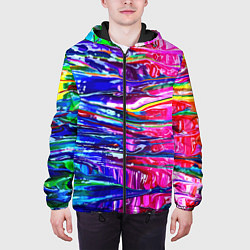 Куртка с капюшоном мужская Красочный авангардный паттерн Fashion trend, цвет: 3D-черный — фото 2