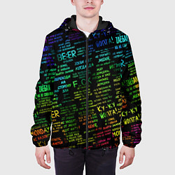 Куртка с капюшоном мужская Прикольные популярные надписи, цвет: 3D-черный — фото 2