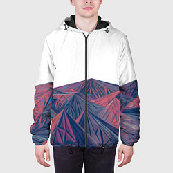Куртка с капюшоном мужская Абстрактные Многоугольные Кристальные Горы, цвет: 3D-черный — фото 2