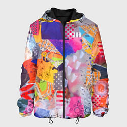 Куртка с капюшоном мужская Patchwork quilt Fashion trend, цвет: 3D-черный
