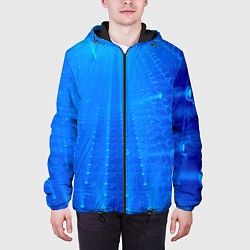 Куртка с капюшоном мужская Неоновый фонари и лучи - Синий, цвет: 3D-черный — фото 2