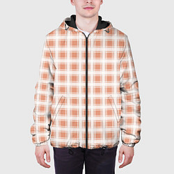 Куртка с капюшоном мужская Light beige plaid fashionable checkered pattern, цвет: 3D-черный — фото 2