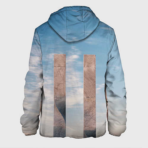 Мужская куртка Абстрактные блоки и небо - Голубой / 3D-Черный – фото 2