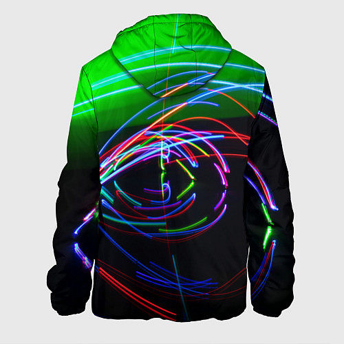Мужская куртка Неоновые абстрактные волнообразные огни - Зелёный / 3D-Черный – фото 2