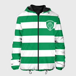 Мужская куртка ФК Ахмат на фоне бело зеленой формы
