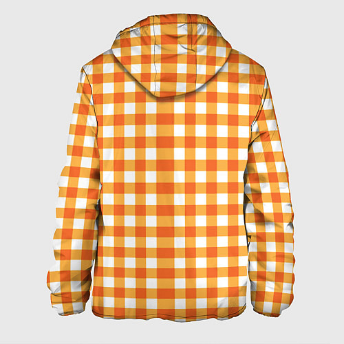 Мужская куртка Бело-оранжевые квадратики / 3D-Черный – фото 2