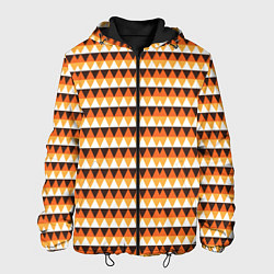 Куртка с капюшоном мужская Треугольники на оранжевом фоне, цвет: 3D-черный