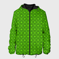 Куртка с капюшоном мужская Зеленые круги и ромбы, цвет: 3D-черный