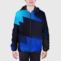 Куртка с капюшоном мужская Абстрактные геометрические объёмные фигуры - Синий, цвет: 3D-черный — фото 2