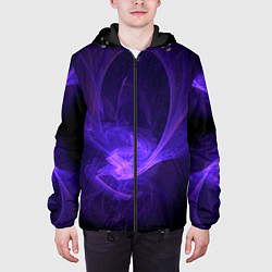 Куртка с капюшоном мужская Неоновые фракталы, цвет: 3D-черный — фото 2