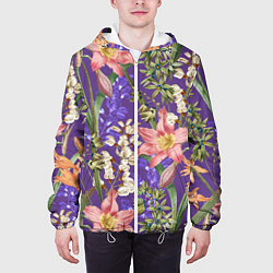 Куртка с капюшоном мужская Яркий Цветочный Сад, цвет: 3D-белый — фото 2