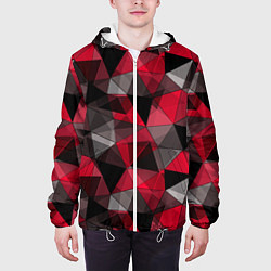 Куртка с капюшоном мужская Красно-серый геометрический, цвет: 3D-белый — фото 2