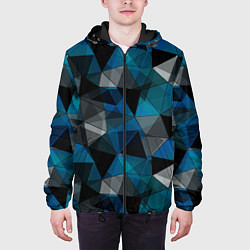 Куртка с капюшоном мужская Сине-черный геометрический, цвет: 3D-черный — фото 2