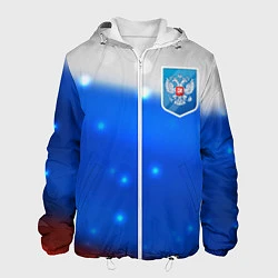 Куртка с капюшоном мужская Герб России Blue, цвет: 3D-белый