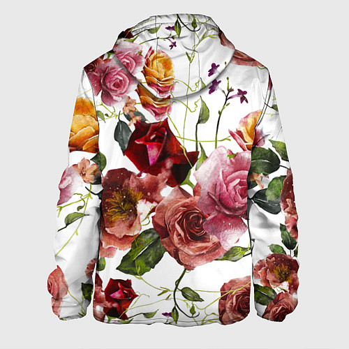 Мужская куртка Цветы Нарисованные Красные и Розовые Розы / 3D-Черный – фото 2