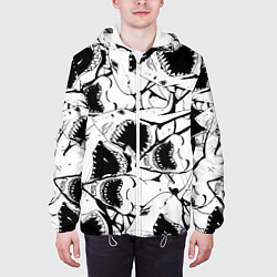 Куртка с капюшоном мужская Пасти акул - паттерн, цвет: 3D-белый — фото 2