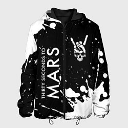 Мужская куртка Thirty Seconds to Mars и рок символ на темном фоне