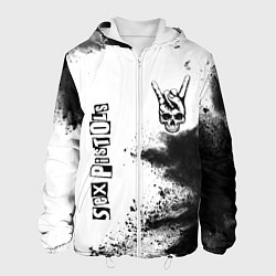 Куртка с капюшоном мужская Sex Pistols и рок символ на светлом фоне, цвет: 3D-белый