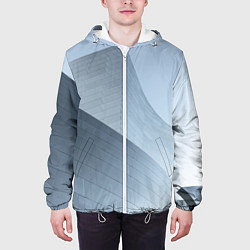 Куртка с капюшоном мужская Абстрактная геометрическая серебряная постройка, цвет: 3D-белый — фото 2