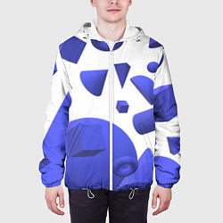 Куртка с капюшоном мужская Падающие геометрические фигуры, цвет: 3D-белый — фото 2