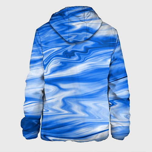 Мужская куртка Бело синий абстрактный фон Волны / 3D-Черный – фото 2