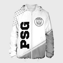 Куртка с капюшоном мужская PSG sport на светлом фоне: символ и надпись вертик, цвет: 3D-белый