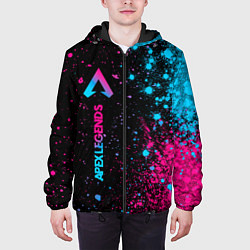 Куртка с капюшоном мужская Apex Legends - neon gradient: по-вертикали, цвет: 3D-черный — фото 2