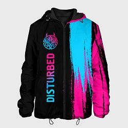 Куртка с капюшоном мужская Disturbed - neon gradient: по-вертикали, цвет: 3D-черный