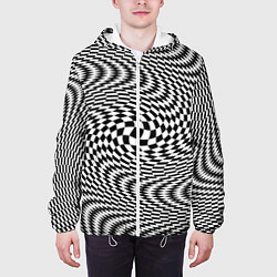 Куртка с капюшоном мужская Гипнотическая спираль - оптическая иллюзия, цвет: 3D-белый — фото 2