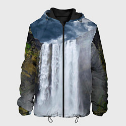 Куртка с капюшоном мужская Водопад Скогафосс, цвет: 3D-черный