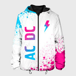 Мужская куртка AC DC neon gradient style: символ и надпись вертик