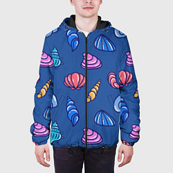 Куртка с капюшоном мужская Паттерн из морских раковин, цвет: 3D-черный — фото 2
