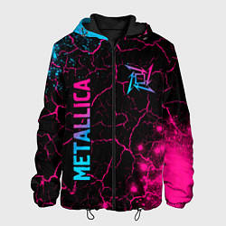 Мужская куртка Metallica - neon gradient: символ и надпись вертик
