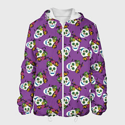 Мужская куртка Сахарные черепа на фиолетовом паттерн