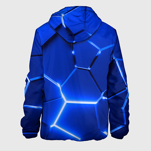 Мужская куртка Синие неоновые геометрические плиты / 3D-Черный – фото 2