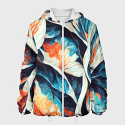 Куртка с капюшоном мужская Красочная листья - абстракция, цвет: 3D-белый