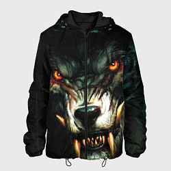 Куртка с капюшоном мужская Злой волк с длинными клыками, цвет: 3D-черный
