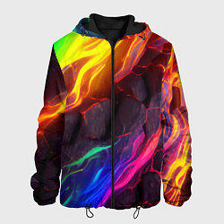 Куртка с капюшоном мужская Neon rainbow lava, цвет: 3D-черный