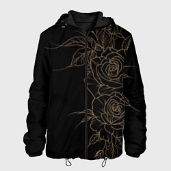 Куртка с капюшоном мужская Элегантные розы на черном фоне, цвет: 3D-черный