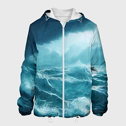 Куртка с капюшоном мужская Буря в море, цвет: 3D-белый