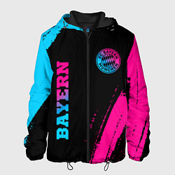 Куртка с капюшоном мужская Bayern - neon gradient: надпись, символ, цвет: 3D-черный