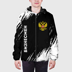 Куртка с капюшоном мужская Бизнесмен из России и герб РФ: надпись, символ, цвет: 3D-черный — фото 2