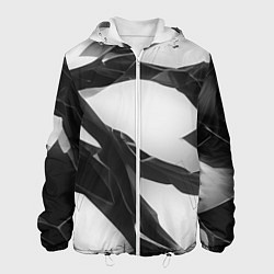 Куртка с капюшоном мужская Осколки кристалла, тёмная абстракция, цвет: 3D-белый