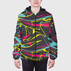 Куртка с капюшоном мужская Яркая палитра художника, цвет: 3D-черный — фото 2