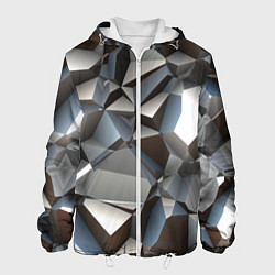 Куртка с капюшоном мужская Полигональная скальная текстура - объём, цвет: 3D-белый